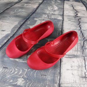 CROCS | Shoes | Crocs Red Mary Jane Flats Size W 8 | Poshmark